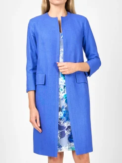 Favourbrook Chelsea Coat Cobalt Katmandu Silk Tasar-Women Jackets & Coats