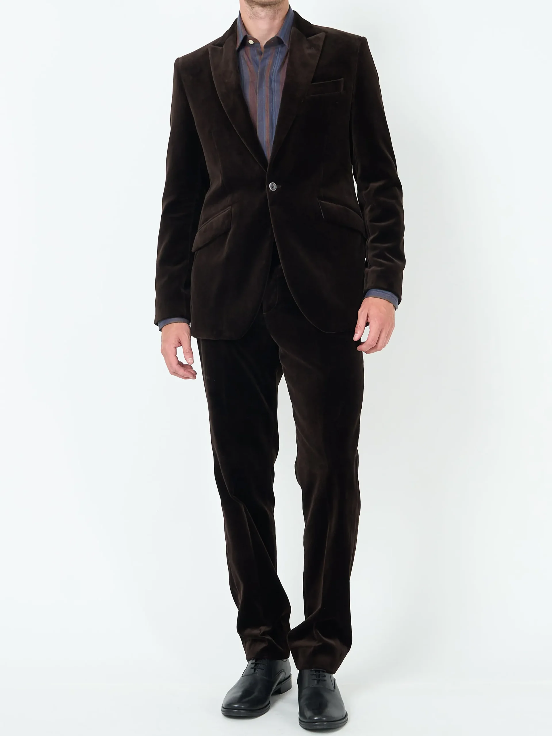 Favourbrook Chocolate Brown Velvet Cotton Newport Jacket- Velvet Jackets | Suits