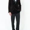 Favourbrook Chocolate Brown Velvet Cotton Double Breasted Dinner Jacket- Occasionwear | Velvet Jackets