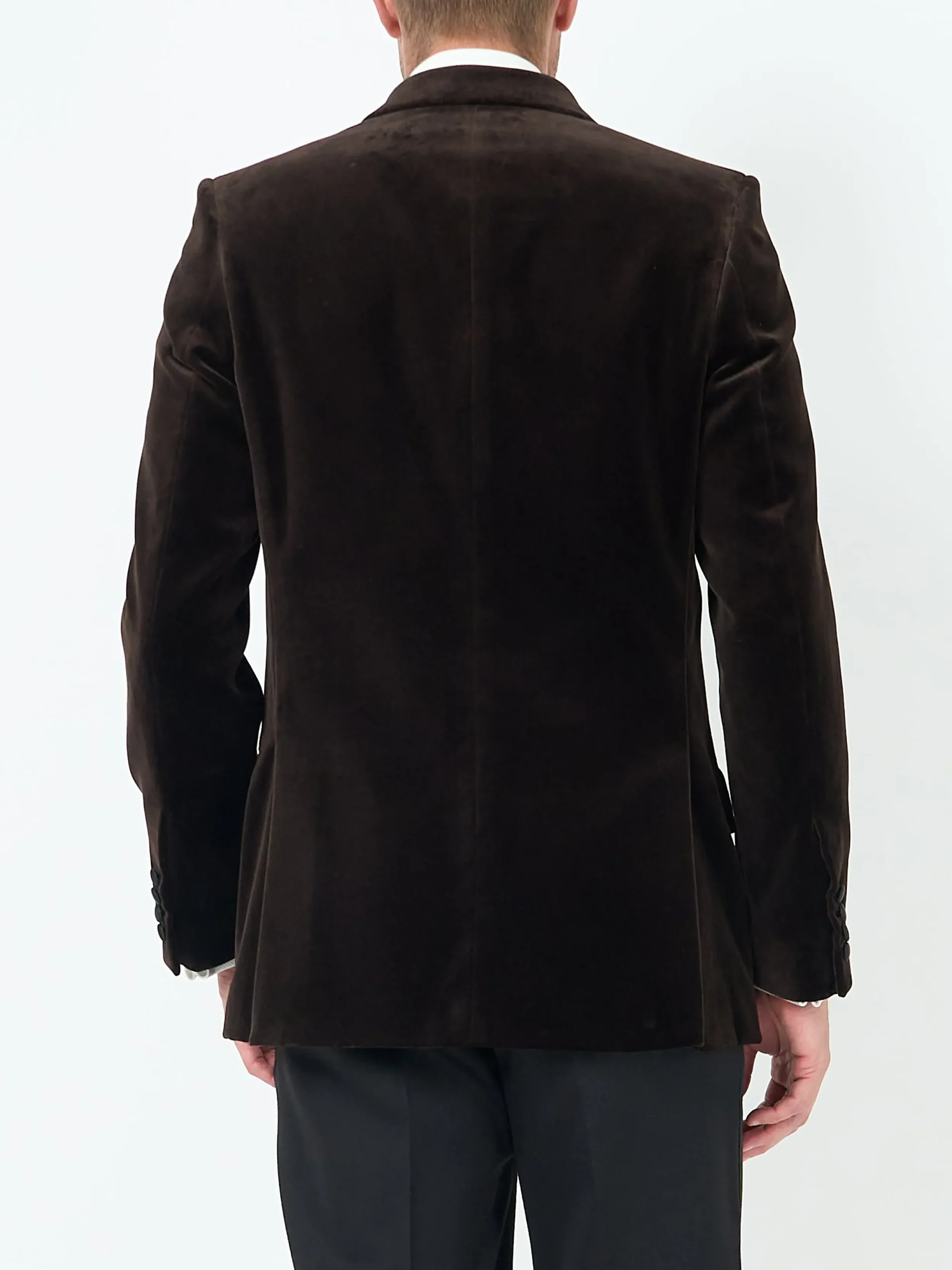Favourbrook Chocolate Brown Velvet Cotton Double Breasted Dinner Jacket- Occasionwear | Velvet Jackets