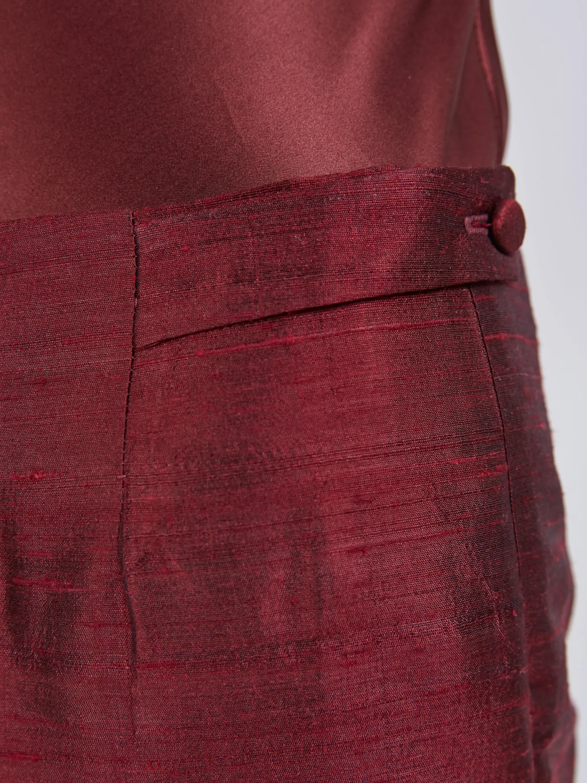 Favourbrook Cigarette Trousers Claret Silk Douppion-Women Eveningwear | Eveningwear
