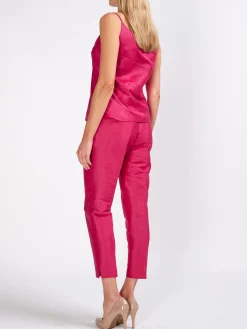 Favourbrook Cigarette Trousers Fuchsia Silverstone Silk Linen-Women Trousers & Jumpsuits | Trousers