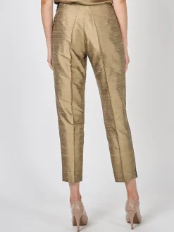 Favourbrook Cigarette Trousers Pewter Gold Silk Douppion-Women Eveningwear | Eveningwear