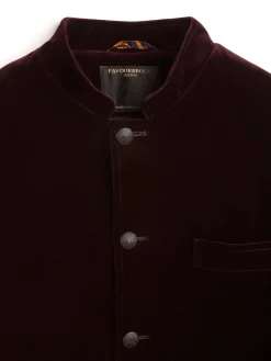 Favourbrook Claret Velvet Cotton Artist Jacket- Nehru Jackets | Velvet Jackets
