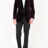 Favourbrook Claret Velvet Single Breasted Grosvenor Smoking Jacket- Velvet Jackets | Smoking Jackets