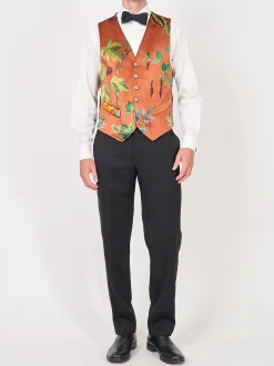 Favourbrook Copper Regency Velvet Single Breasted 6 Button Waistcoat- Single Breasted Waistcoats | Waistcoats
