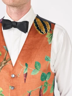Favourbrook Copper Regency Velvet Single Breasted 6 Button Waistcoat- Single Breasted Waistcoats | Waistcoats