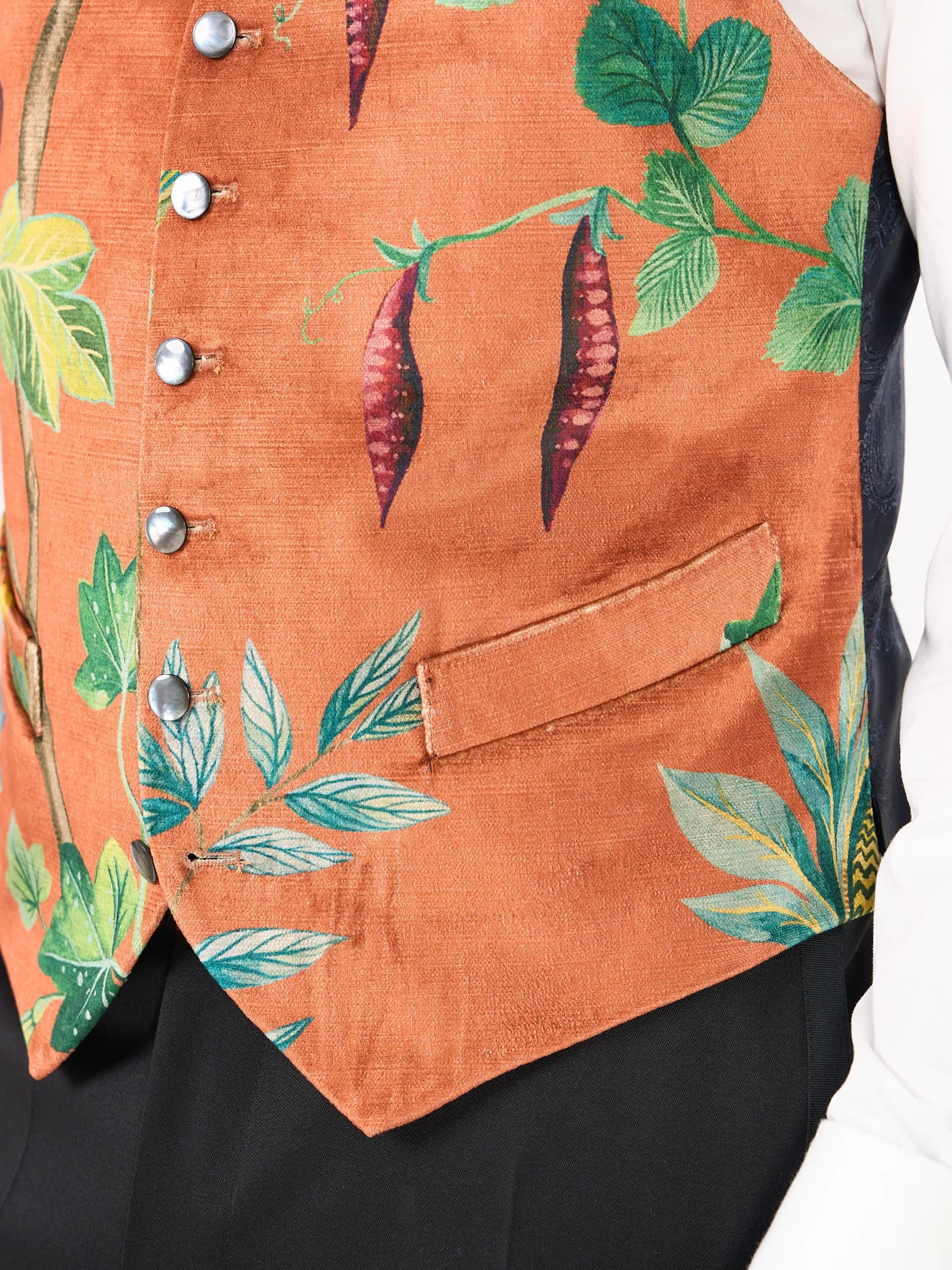 Favourbrook Copper Regency Velvet Single Breasted 6 Button Waistcoat- Single Breasted Waistcoats | Waistcoats