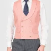 Favourbrook Coral Culcross Linen Double Breasted 8 Button Shawl Lapel Waistcoat- Groomswear | Waistcoats