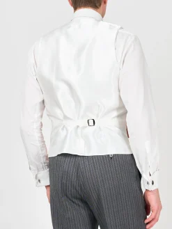 Favourbrook Coral Culcross Linen Double Breasted 8 Button Shawl Lapel Waistcoat- Groomswear | Waistcoats