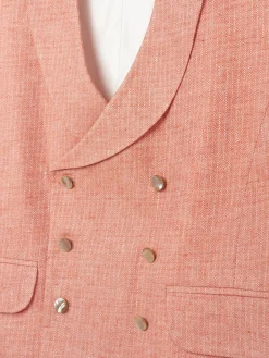 Favourbrook Coral Wolferton Double Breasted 8 Button Shawl Lapel Waistcoat- Waistcoats | Royal Ascot Waistcoats