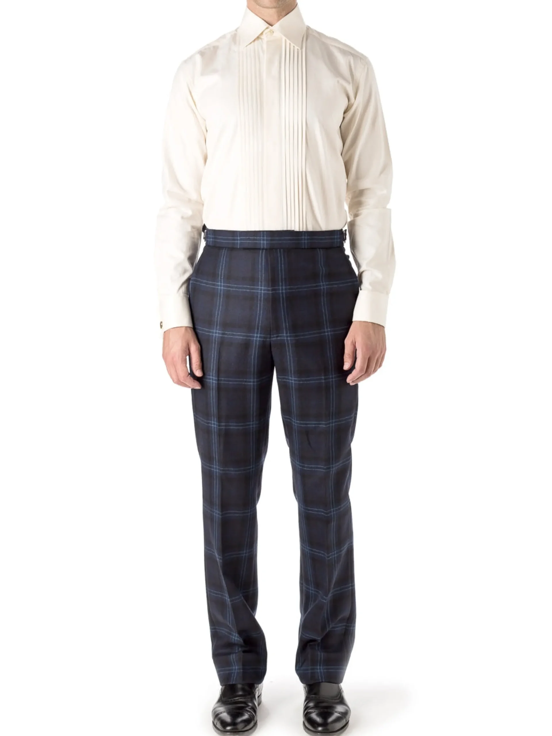 Favourbrook Cream Eaton Cotton Pleated Pintuck Dress Shirt- Shirts