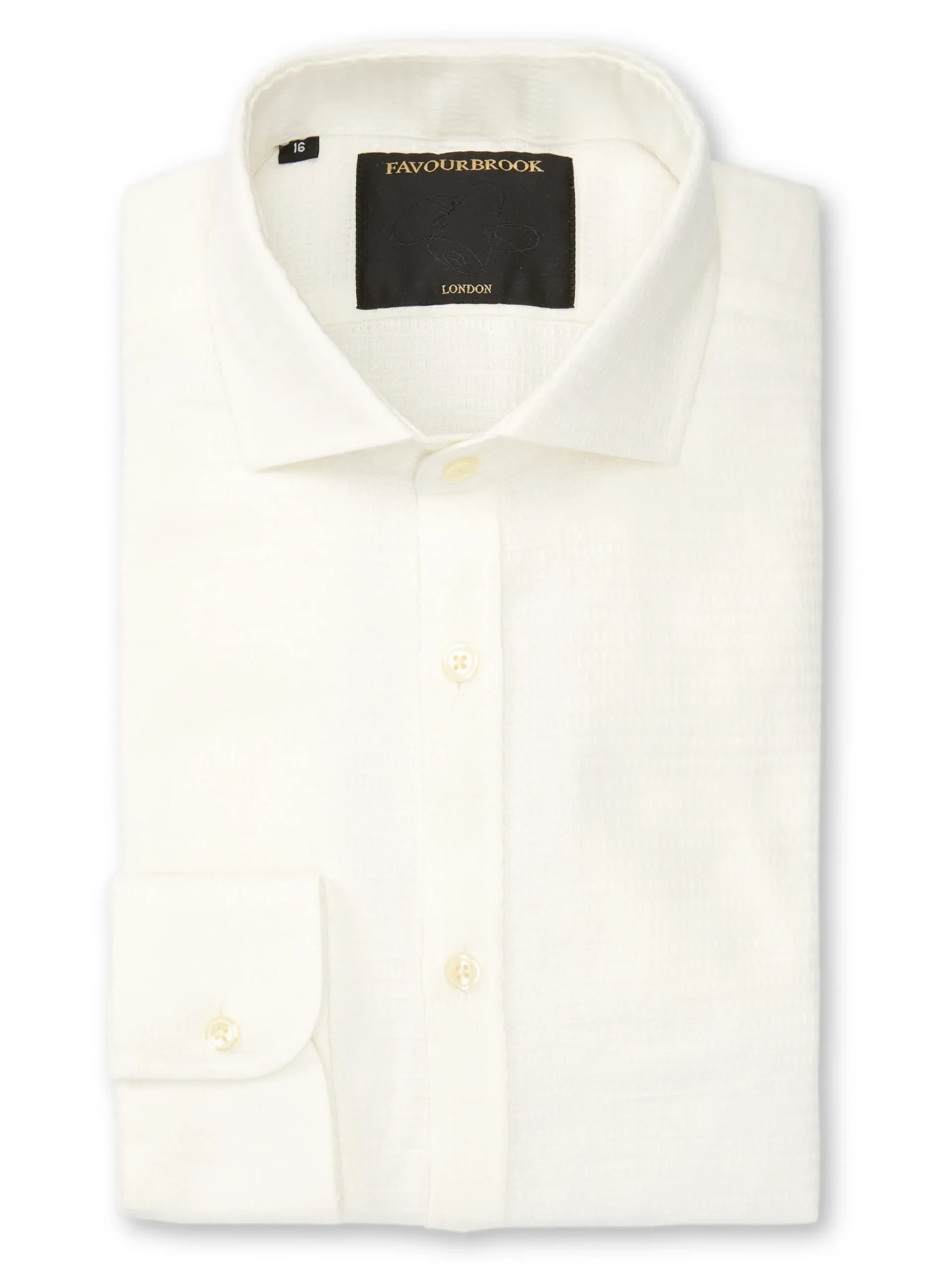 Favourbrook Cream Haston Cutaway Collar Shirt- Shirts