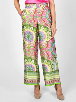 Favourbrook Cruise Trousers Pink Green Rockingham Silk Satin-Women Eveningwear | Eveningwear