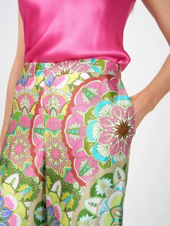 Favourbrook Cruise Trousers Pink Green Rockingham Silk Satin-Women Eveningwear | Eveningwear
