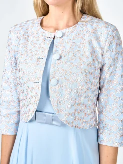 Favourbrook Davina Jacket Pale Blue Cosgrove Crease Resist Linen-Women Mother Of The Bride | Short Jackets