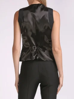 Favourbrook Double Breasted Navy Plain Cotton Velvet Waistcoat-Women Eveningwear | Eveningwear