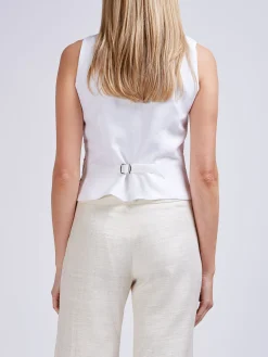 Favourbrook Double-Breasted Waistcoat Cobalt Peasenhall Linen-Women Tops & Blouses | Waistcoats