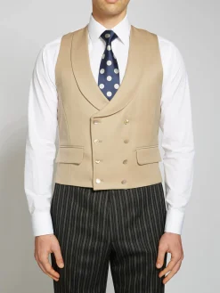 Favourbrook Dukes Beige Double Breasted 8 Button Shawl Lapel Waistcoat- Royal Ascot | Wedding Attire