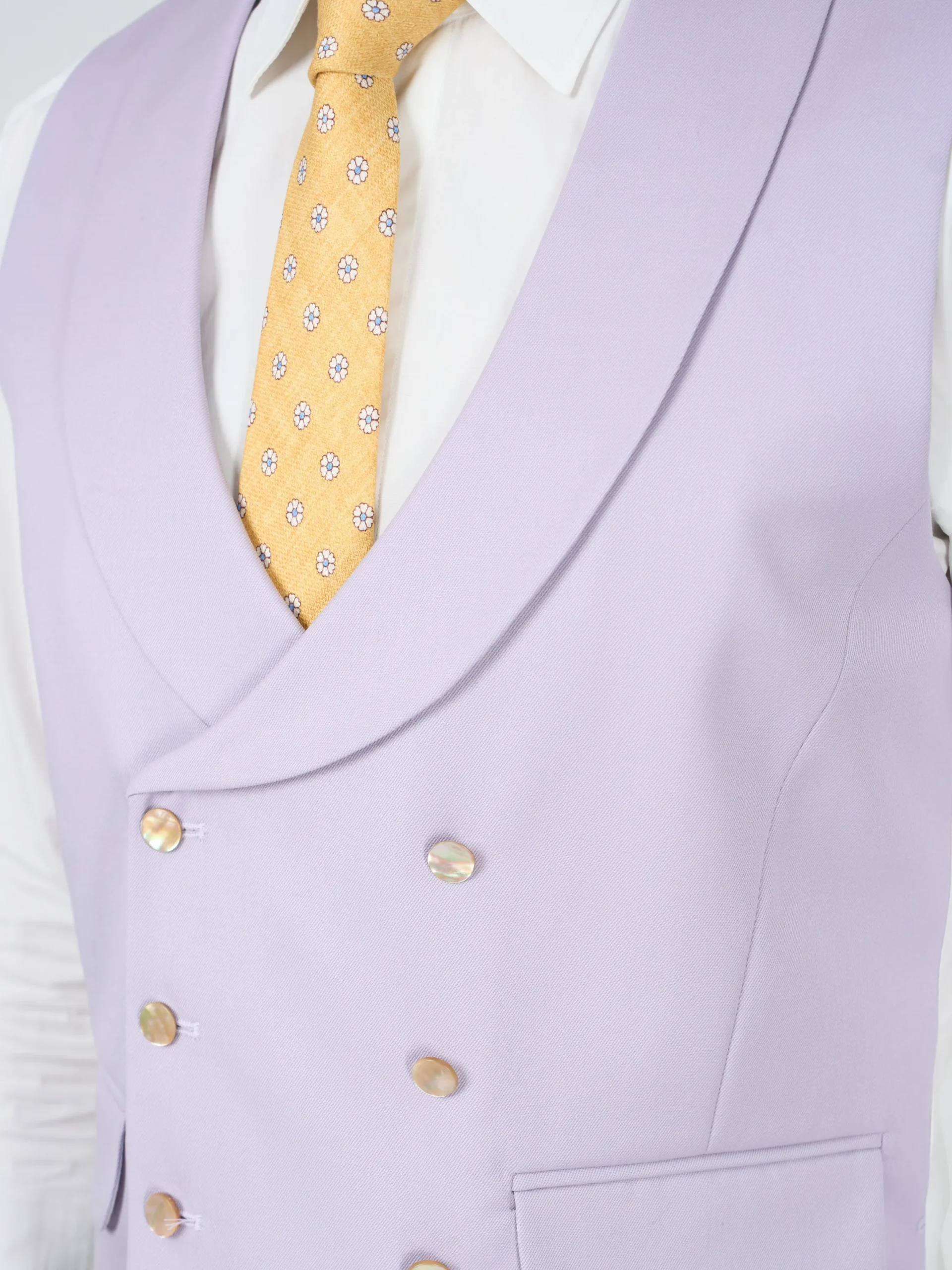 Favourbrook Dukes Lilac Double Breasted 8 Button Shawl Lapel Waistcoat- Wedding Attire | Waistcoats