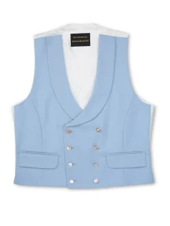 Favourbrook Dukes Pale Blue Double Breasted 8 Button Shawl Lapel Waistcoat- Royal Ascot | Wedding Attire