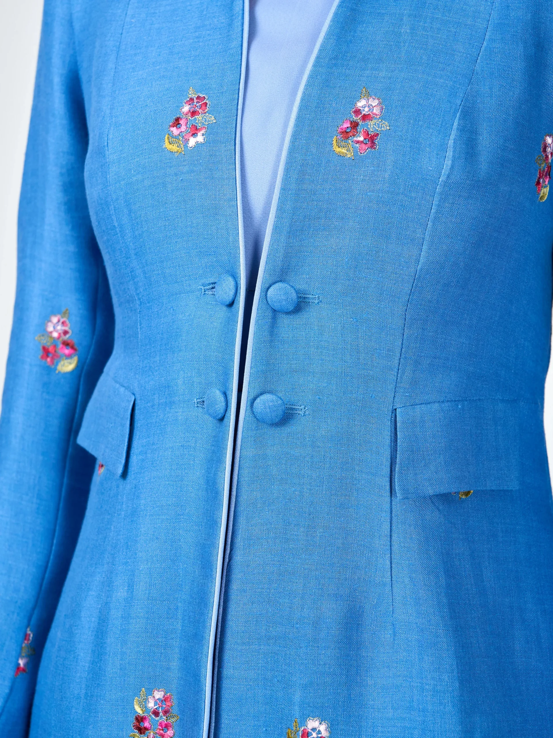 Favourbrook Eton Coat Cornflower Blue Otley Crease Resist Linen-Women Mother Of The Bride | Jackets & Coats