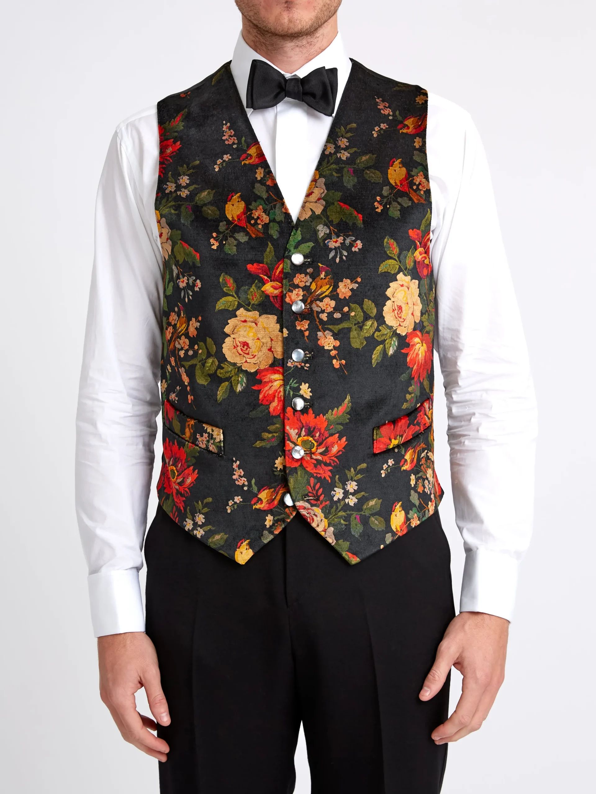 Favourbrook Film Noir Lady Kristina Cotton Single Breasted 6 Button Waistcoat- Waistcoats | Single Breasted Waistcoats