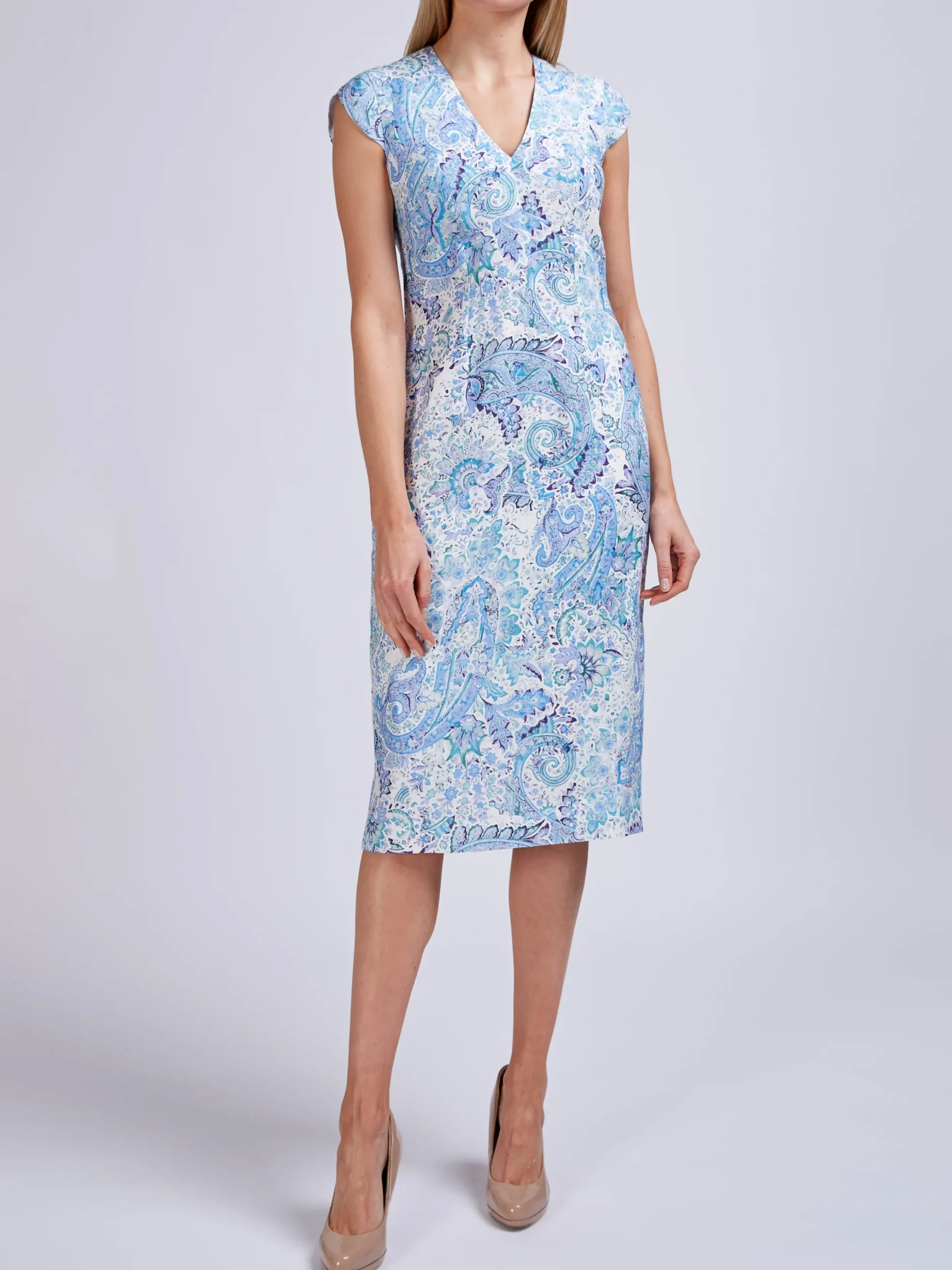 Favourbrook Florence Dress Ivory Blue Safy Linen-Women Raceday | Dresses