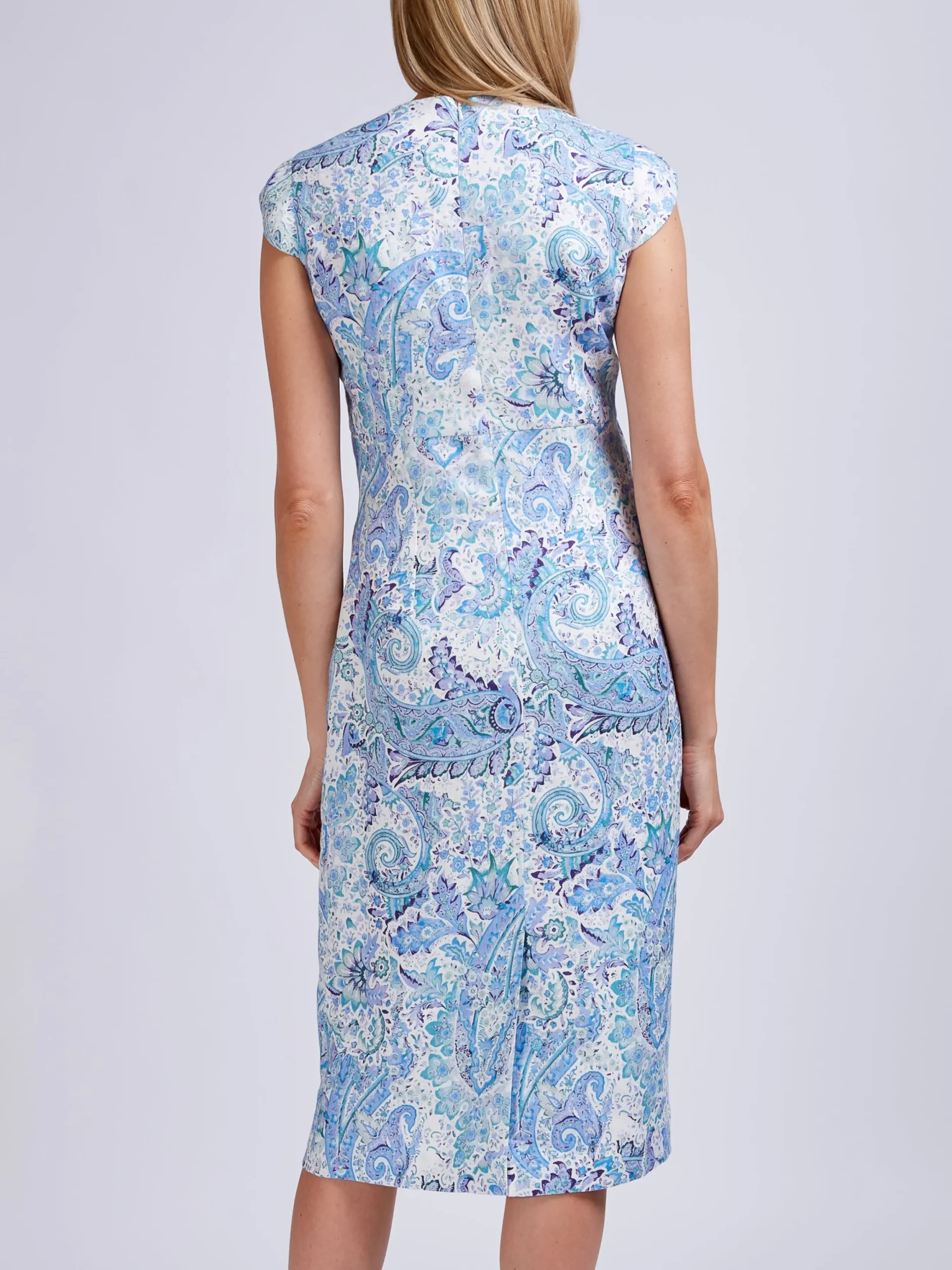 Favourbrook Florence Dress Ivory Blue Safy Linen-Women Raceday | Dresses