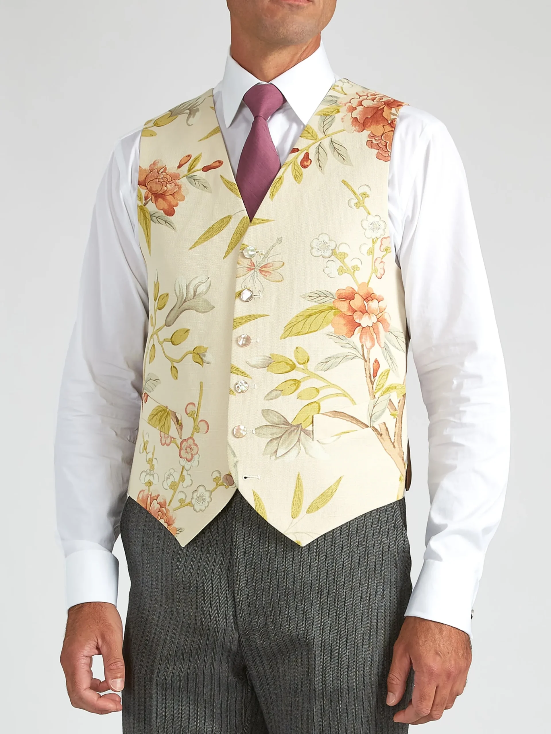 Favourbrook GP Linen Single Breasted 6 Button Waistcoat- Waistcoats | Wedding Waistcoats