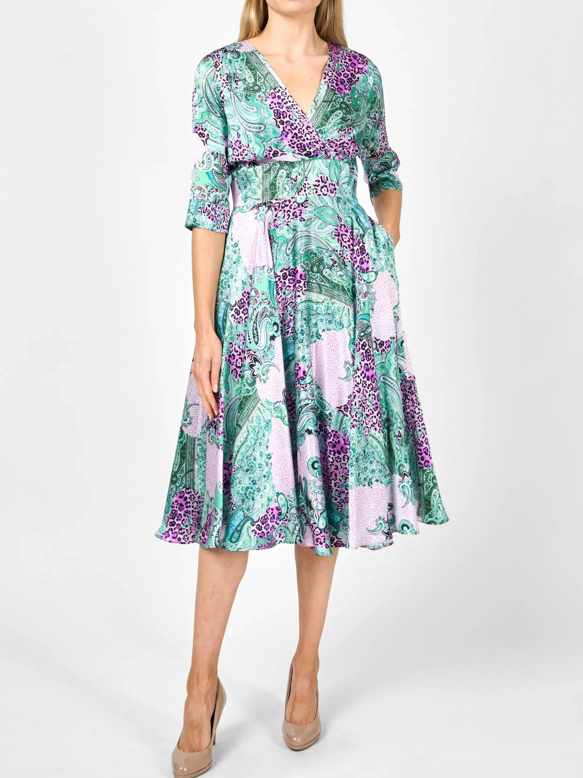 Favourbrook Grace Circle Dress Pink Green Dharma Silk Satin-Women Raceday | Mother Of The Bride