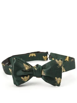 Favourbrook Green Gold Bees Silk Bow Tie- Bow Ties
