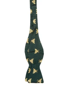 Favourbrook Green Gold Bees Silk Bow Tie- Bow Ties