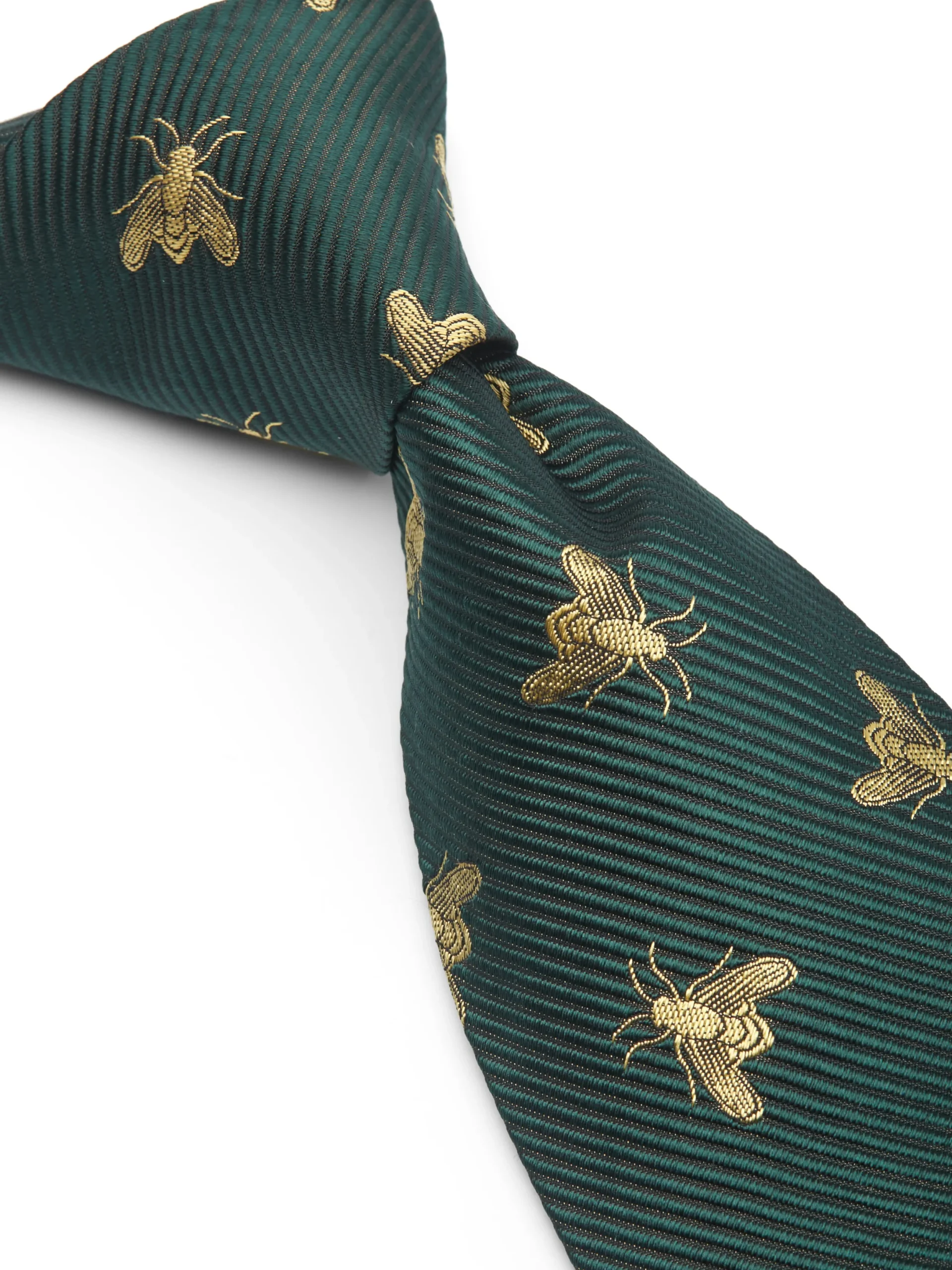 Favourbrook Green Gold Bees Silk Tie- Ties