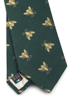 Favourbrook Green Gold Bees Silk Tie- Ties