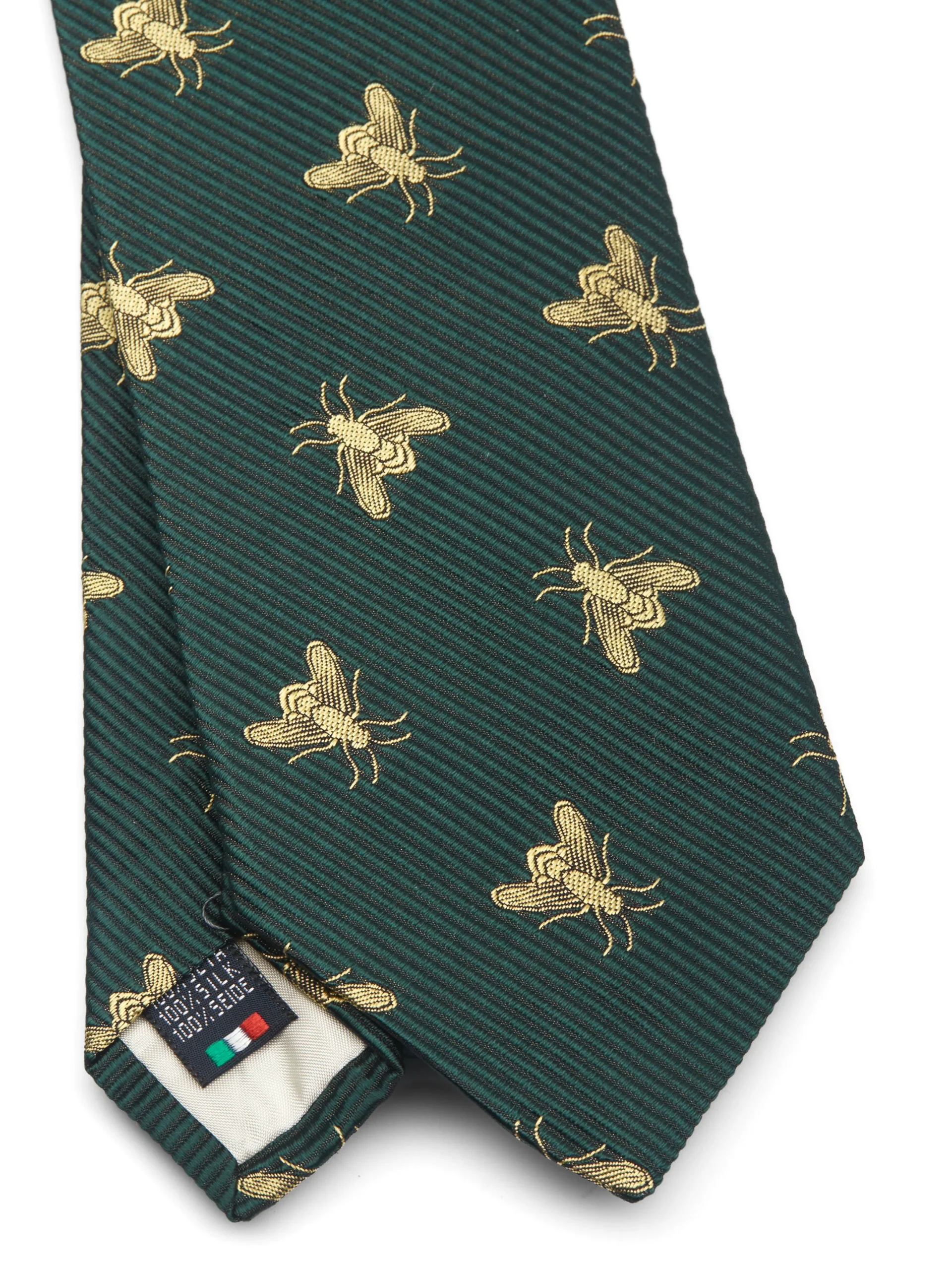 Favourbrook Green Gold Bees Silk Tie- Ties