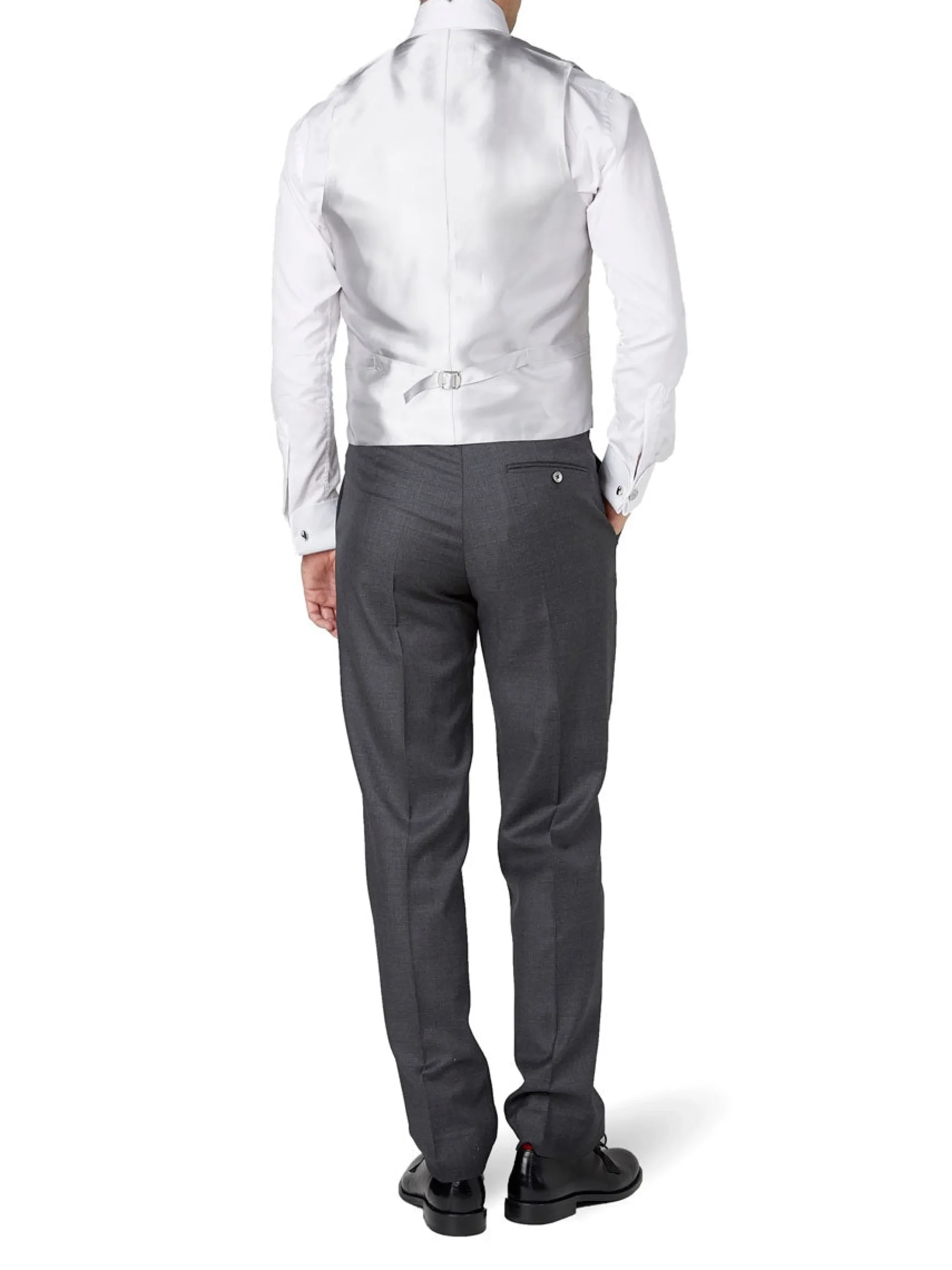 Favourbrook Grey Gabardine Wool Double Breasted 8 Button Shawl Lapel Waistcoat- Groomswear | Waistcoats