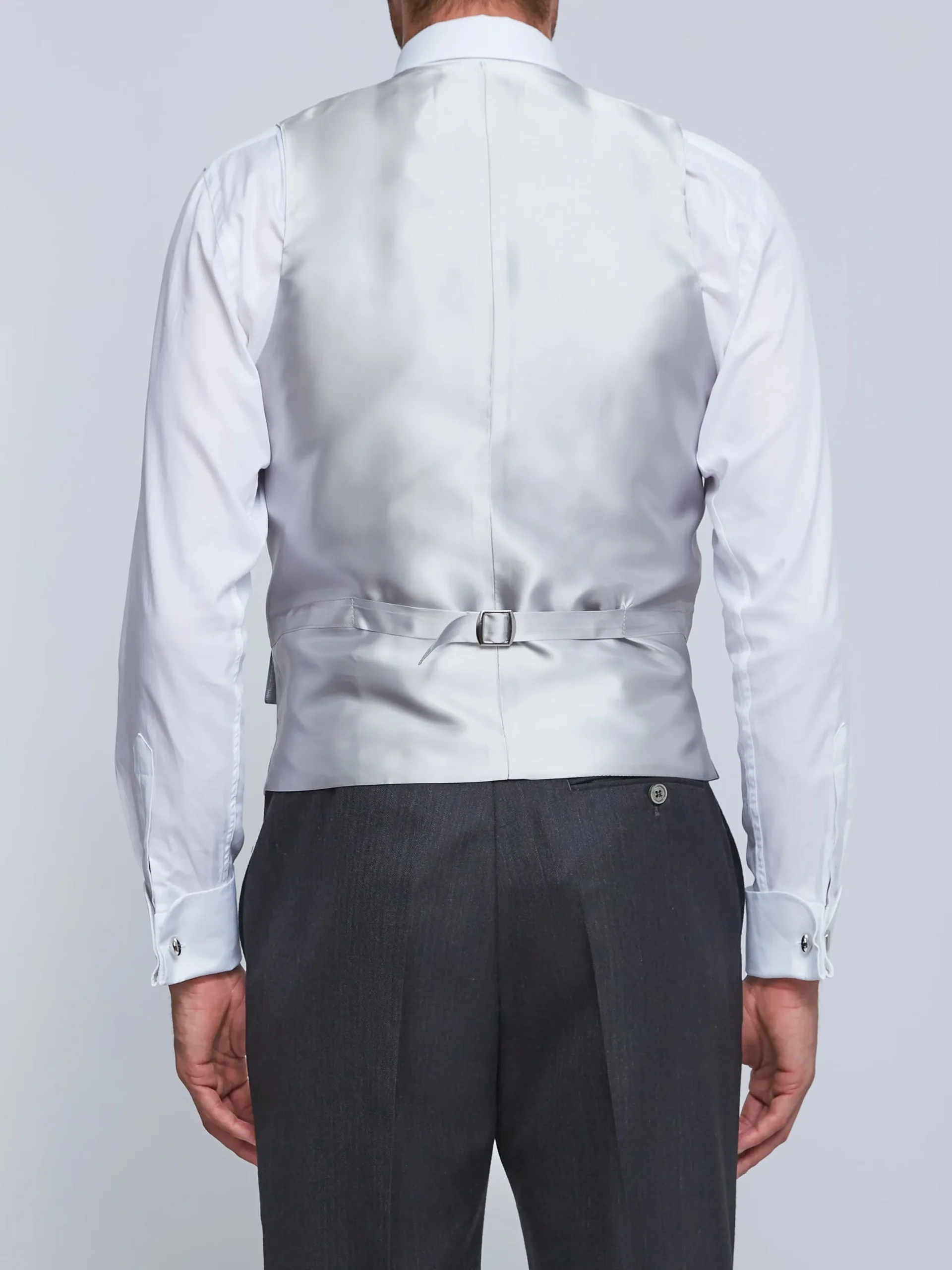 Favourbrook Grey Gabardine Wool Double Breasted 8 Button Shawl Lapel Piped Waistcoat- Wedding Attire | Waistcoats