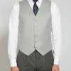 Favourbrook Grey Gabardine Wool Single Breasted 6 Button Waistcoat- Groomswear | Wedding Attire
