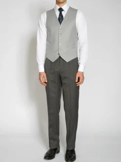 Favourbrook Grey Gabardine Wool Single Breasted 6 Button Waistcoat- Groomswear | Wedding Attire