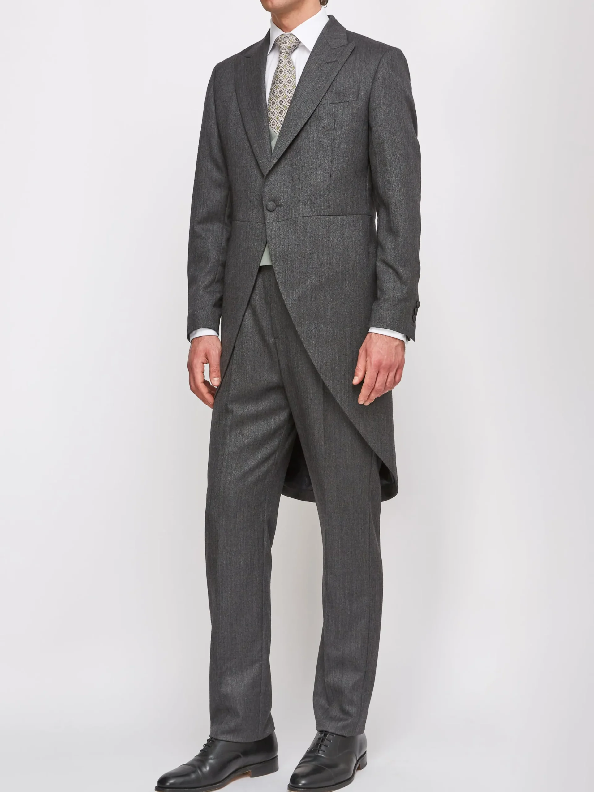 Favourbrook Grey Norfolk Herringbone Wool Morning Coat- Royal Ascot | Wedding Attire