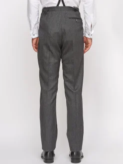 Favourbrook Grey Norfolk Herringbone High Waisted Flat Front Trousers- Royal Ascot | Wedding Attire