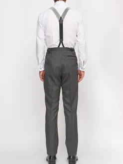 Favourbrook Grey Norfolk Herringbone High Waisted Flat Front Trousers- Royal Ascot | Wedding Attire