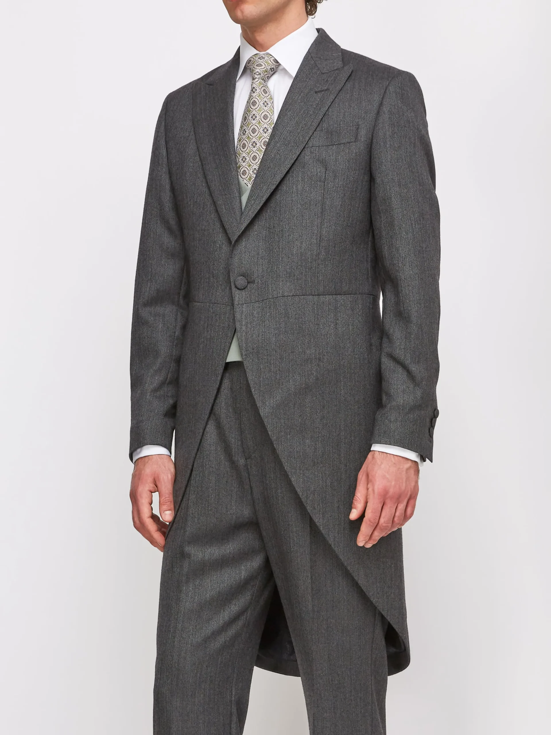 Favourbrook Grey Norfolk Herringbone Wool Morning Coat- Royal Ascot | Wedding Attire
