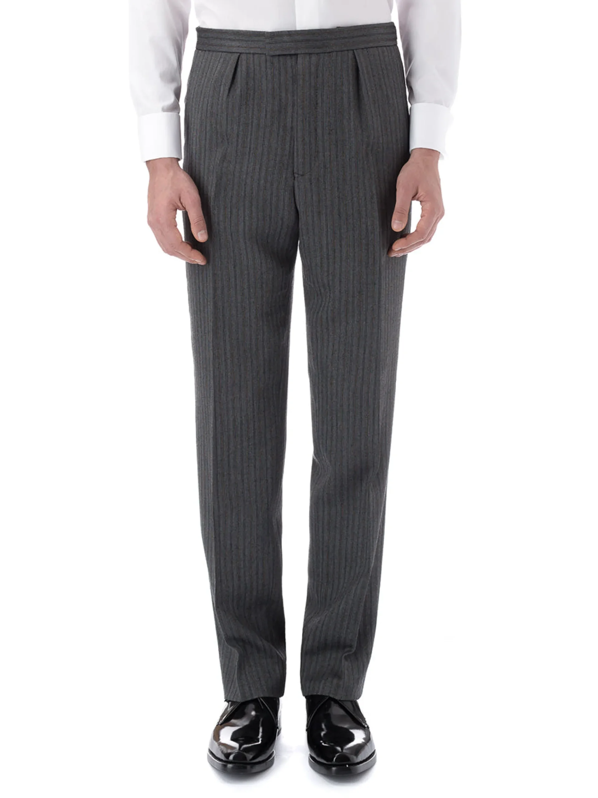 Favourbrook Grey Westminster Stripe Wool Cavalry Trouser- Groomswear | Wedding Attire