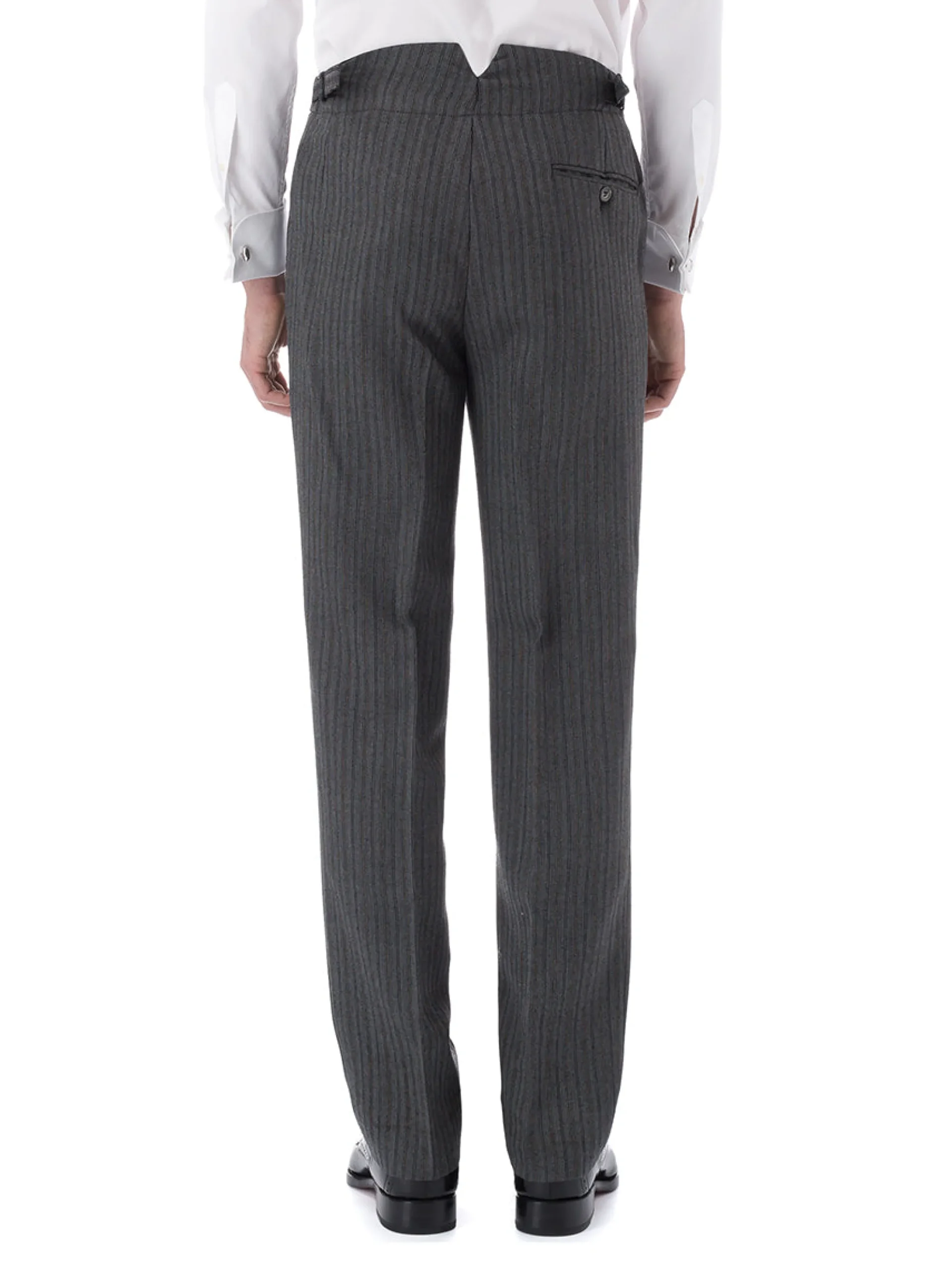Favourbrook Grey Westminster Stripe Wool Cavalry Trouser- Groomswear | Wedding Attire