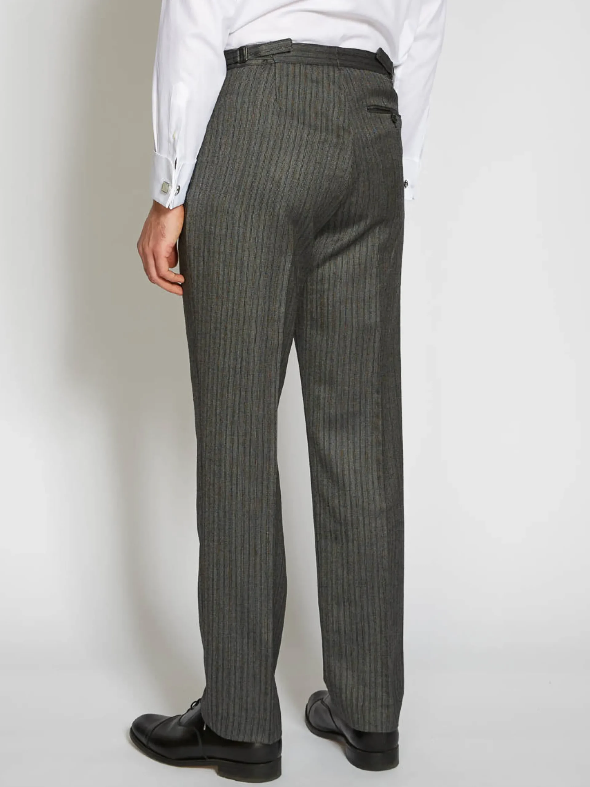 Favourbrook Grey Westminster Stripe Wool High Waisted Flat Front Trouser- Wedding Attire | Trousers