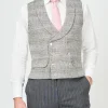 Favourbrook Grey Wetherby Double Breasted 8 Button Shawl Lapel Waistcoat- Waistcoats | Shawl Lapel Waistcoats