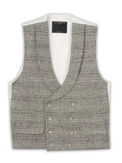 Favourbrook Grey Wetherby Double Breasted 8 Button Shawl Lapel Waistcoat- Waistcoats | Shawl Lapel Waistcoats