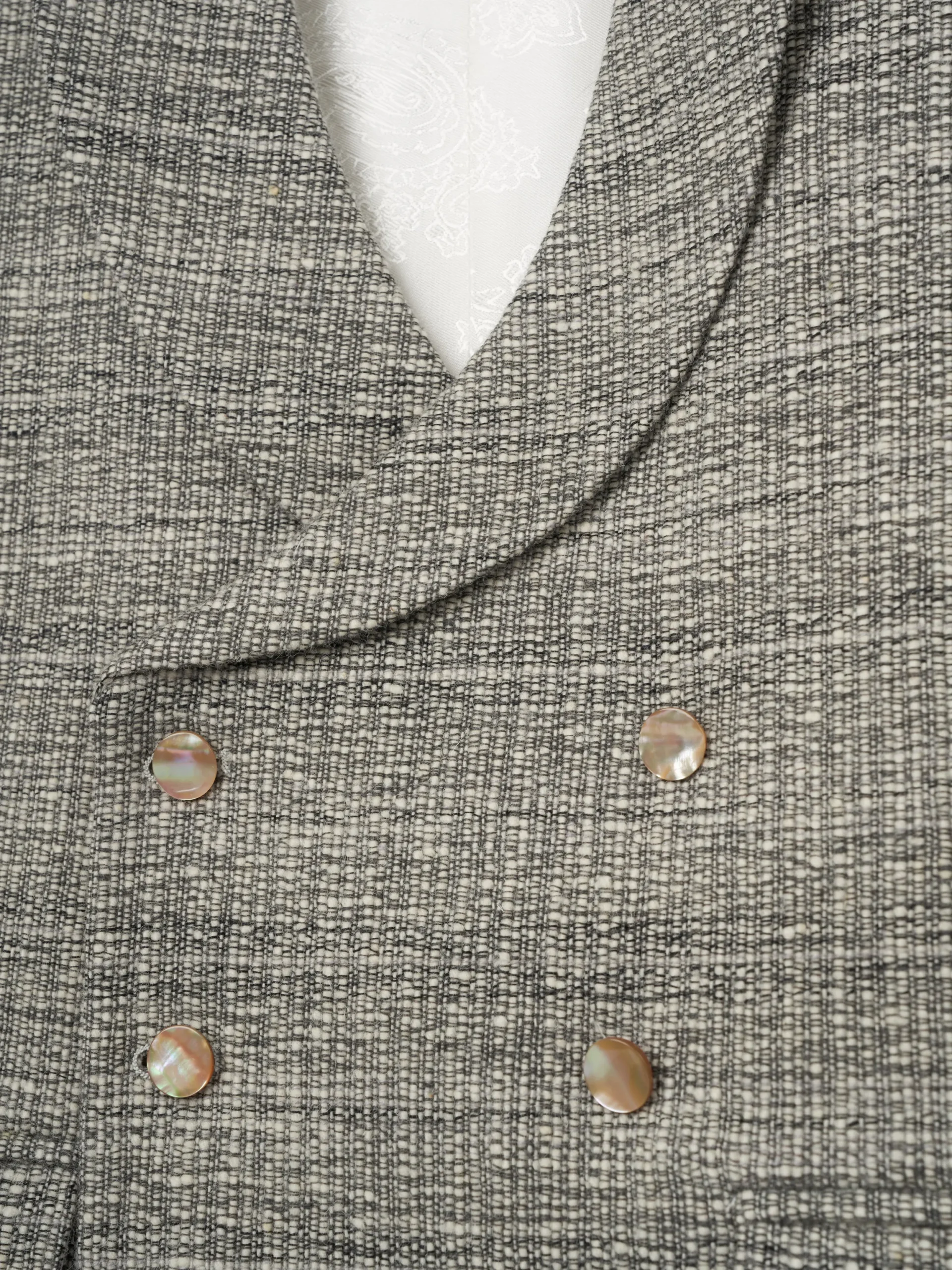 Favourbrook Grey Wetherby Double Breasted 8 Button Shawl Lapel Waistcoat- Waistcoats | Shawl Lapel Waistcoats